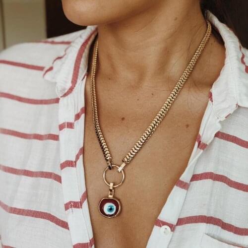 GULCE DERELI, EVIL EYE CHARM CULT CHAIN NECKLACE, NECKLACE, GIFT BOX, GOLD/SILVER PLATED