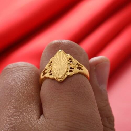 Dubai Gold Color Rings 24K For Women Wedding Jewellery Womens Ring For Girls Bridal Wife Gifts African Dubai French