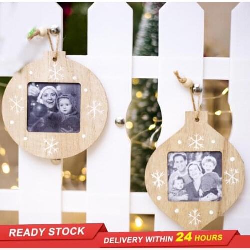 Creative Christmas Ornaments Wooden Photo Frame Pendant Sticker Label Christmas Tree Decoration Home New Year Items