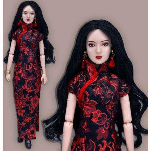 Limited Edition 1/6 Doll Chinese Cheongsam Moveable 22 Joint Body With Clothes Female Fashion Doll