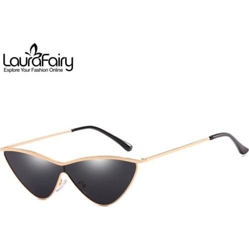 Laura Fairy Fashion Gradient Lens UV400 Sunglasses Triangle Design Metal Frame Cateye Sun Glasses Shades for Women A66293