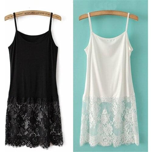 Summer Spaghetti strap Lace Dress Casual Loose Women Basic Dresses With Elastic Mori Girl Underdress Plus Size 3XL 4XL Faldas