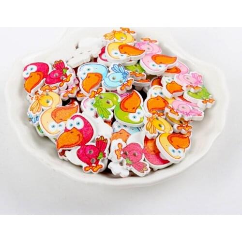 Fashion Woodpecker painted Wooden decorative Buttons for Scrapbooking Craft Sewing Supplies 20x28mm 30pcs
