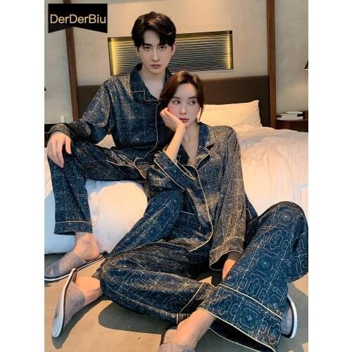 Men Luxury Pajama Spring Pyjamas Set Sleepwear Long-Sleeve Lovers Homewear Couples His-And-Hers Clothes Large Size Pijamas XXXL