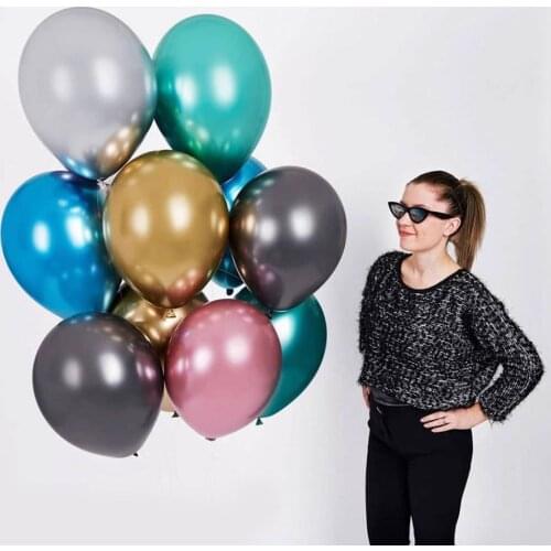 50pcs 12Inch Rose Gold Silver Blue Chrome Balloons Chrome Metal Globos Birthday Party Wedding Decoration Baby Shower Gift Supply