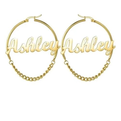 New Custom Name Earrings 304 Stainless Steel Letter Earring 3mm Cuban Round Earrings for Women Jewelry Valentines day Joy Gift