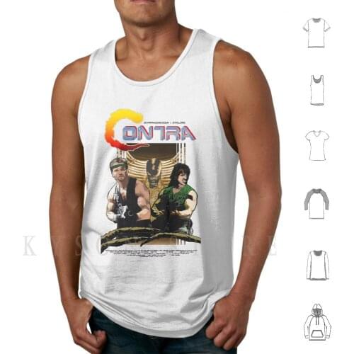 Contra Movie Poster Tank Tops Vest 100% Cotton Contra Arnold Swarzenegger Sylvester 80s