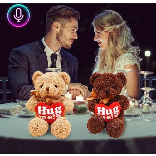 38cm Plush Bear Dolls Teddy Bear Soft Toy Bear Wedding Gifts With Recording Talking Toy For Girls Birthday Party Baby Toy