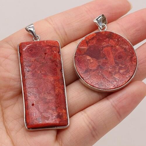 Fine Natural Stone Agates Pendants Big Flat Round Red Agates Charms for Trendy Jewelry Making Women Necklace Earrings