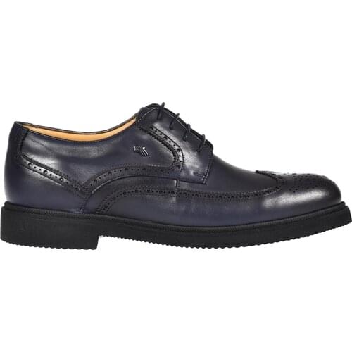 Casual Shoes for Men 100% Inner Outsole Leather Eva Sole Orthopedic Lace-Up Navy Blue Color Suitable For Foot Anatomy Comfortable Normal Fit Fashion Business Classic Shoes Wholesale 030101