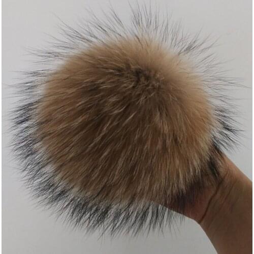 12-15cm Natural Animal Hairball Hat Ball Pom Pom Handmade DIY Really Raccoon Large Hair Ball Wholesale Cpas PomPom With Buckle