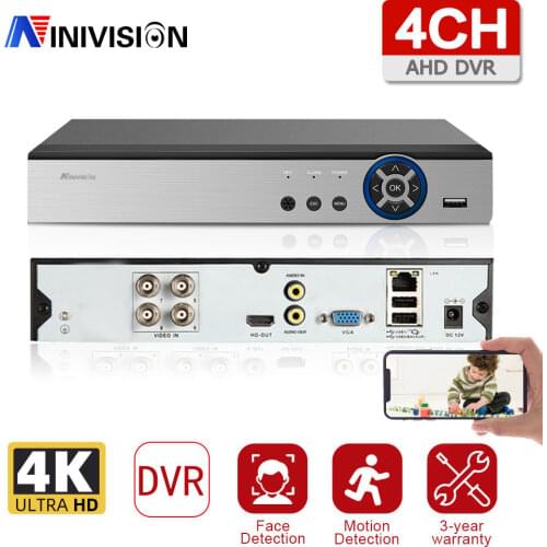 NINIVISION 4CH 8CH 8MP 5MP AHD DVR Hybaird NVR Xmeye Human Face Detection 4K Video Recorder For 8MP AHD CVI TVI CVBS CCTV Camera
