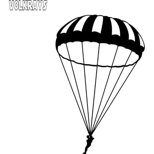 Volkrays Creative Car Sticker Skydiver Parachute Extreme Sports Accessories Reflective Waterproof Vinyl Decal,16cm*10cm
