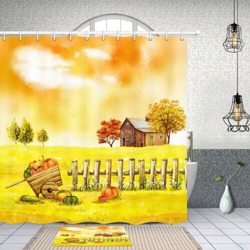 Autumn country farm harvest Shower Curtain Home Bathroom Decor 12hooks