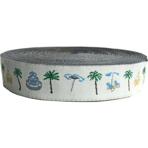 ZERZEEMOOY 5/8 Inch 16 mmx10yards Polyester Woven Jacquard Ribbon Coconut Tree Dog Collar Cartoon KTZD18120404