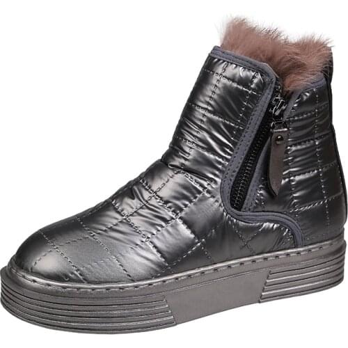 Winter Boots Silver Women Snow Boots Fur Insole Lady Warm Shoes Girl Fashion Mid-culf Winter Shoes Fashion Wool Waterproof Boots