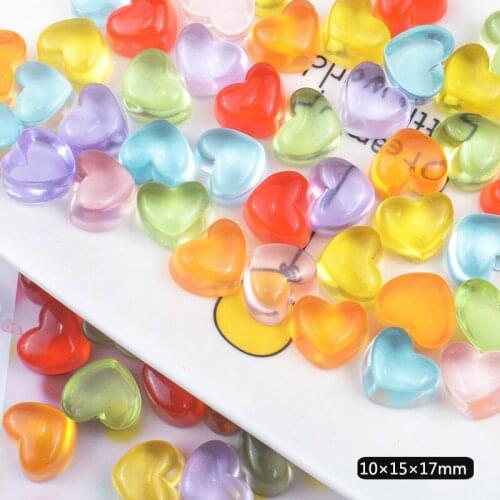 10pcs Simulation Fudge Heart Shape Resin Crafts Phone Case Embellishments Material Crystalline Slime Fillers Diy Accessories