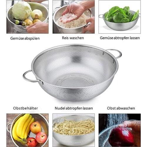 2021 New Easy To Clean Stainless Steel Strainer Not Easy To Deformation In Three Sizes Kitchen Gadgets Colanders With Handle HWC