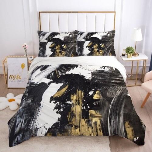 3D Bedding Set Blanket/Comforter/duvet Cover Pillowcases Luxury Bed Linens Bed Set Queen King Double Size Ink Black