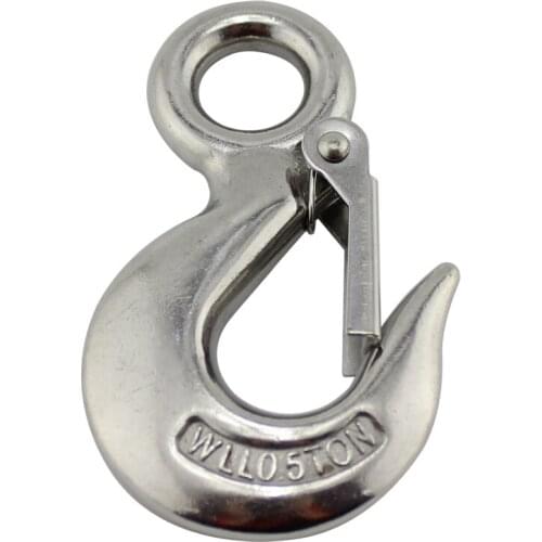 Heavy Duty Stainless Mini Eye Hoist Crane Hook Lifting Safe Load Limit 0.5T Marine 320A Grade Snap Latched Hoist Cargo Hook 5pcs