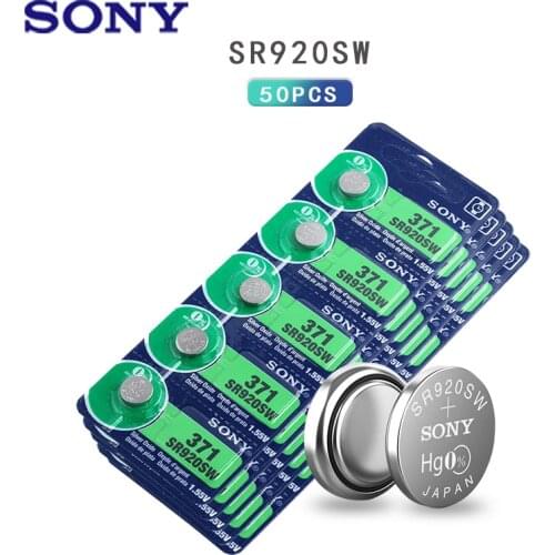 50pcs Sony 45mAh 1.55V AG6 371 SR920SW LR920 171 370 L921 LR69 SR920 Button Batteries For Watch Toy Remote Cell Coin Battery