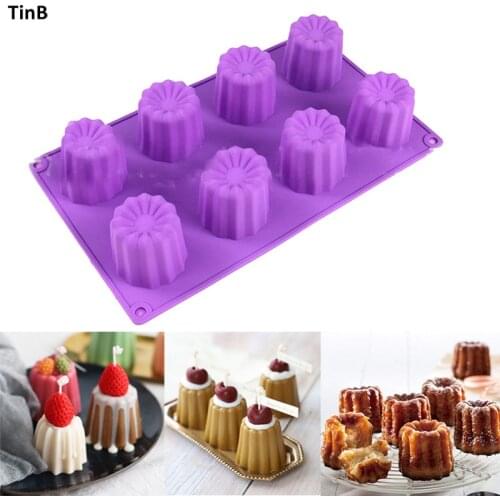 8 Hole Round Flower Shape Silicone Mould Cake Decorating Tools Bakeware Pan Form For Soap Mousse Cake Mold Baking Pastry Tools