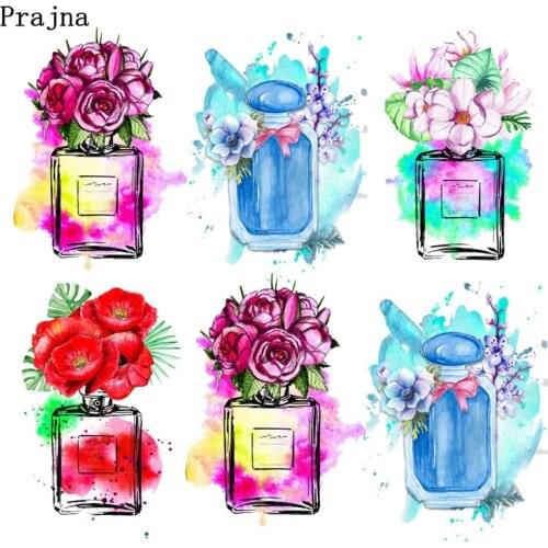 Perfume Flower Applique Iron-on Transfers For Clothing DIY Fashion Sticker On Clothes Heat Transfer Vinyl Patches On Clothes