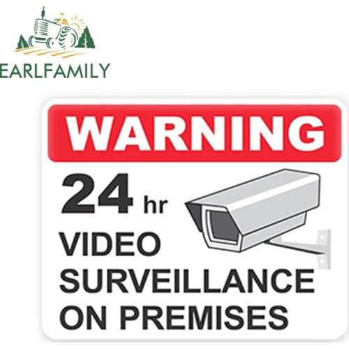 EARLFAMILY 13cm x 12cm Car Sticker 24hr Video Surveillance Security Sticker Outdoor Durable Business Sign Waterproof Car Styling