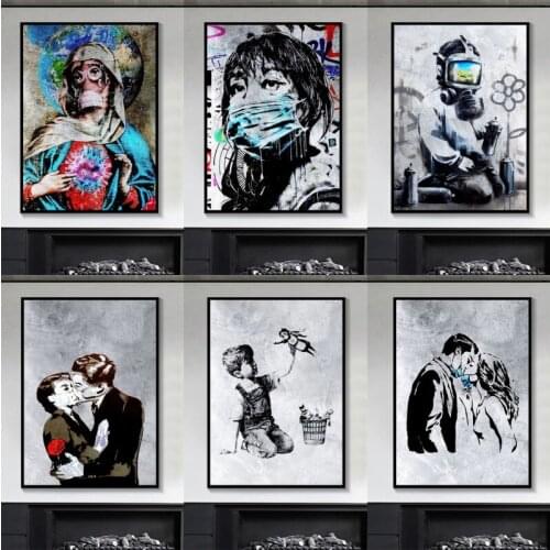 Banksy Game Changer Nurse Tribute Canvas Painting Abstract Graffiti Art Prints and Poster Wall Art Picture for Living Room Decor