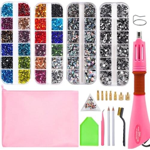 Fast Heated !! Hotfix Applicator DMC Hotfix Rhinestones Full Set With Hotfix Applicator стразы Glass Wedding Dress B3842