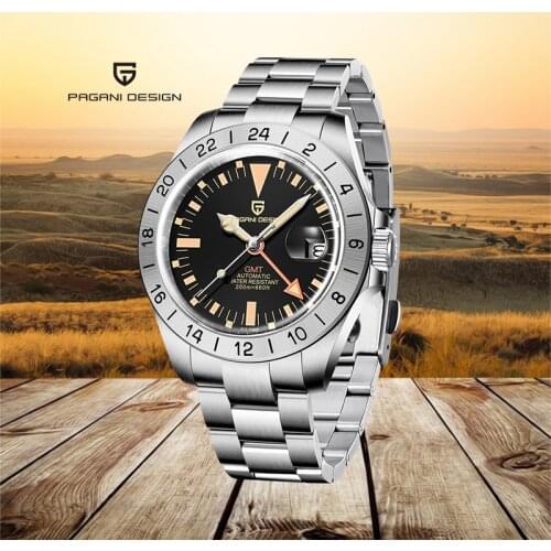 Pagani Design 2021 New Sports Style Mens Automatic Mechanical Watch GMT200M Super Waterproof Stainless Steel Watch Reloj Hombre