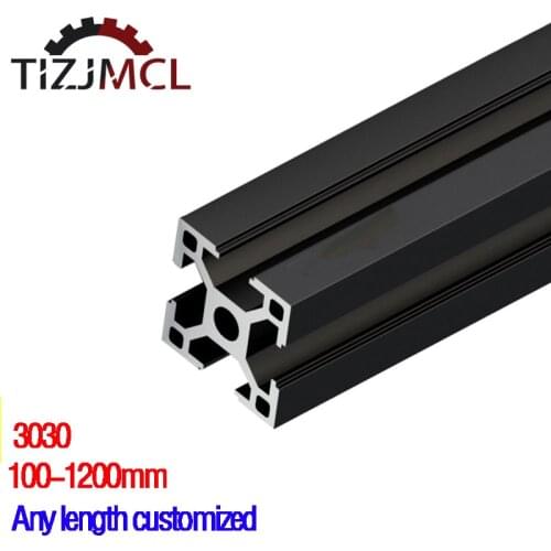 1PC Black 3030 Aluminum Profile Extrusion Frame 100-1200 European Standard Anodized Linear Rail For CNC 3D Printer Camera Slider