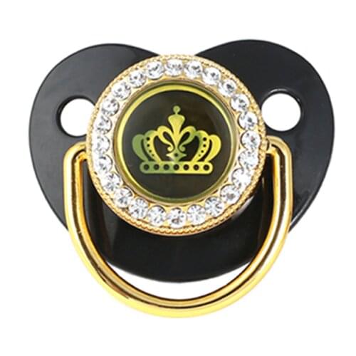 BLINGONLY Crown Shape Black Dummy Soother Infant Pacifier Baby Chupete