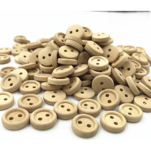 DIY 200X Wooden Beige Buttons Sewing 2-holes Scrapbooking Round decoration 12mm