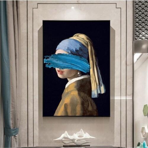 The Girl with A Pearl Earring By Jon Pop Canvas Paintings Famous Artwork Art Prints Wall Picture for Living Room Home Decoration