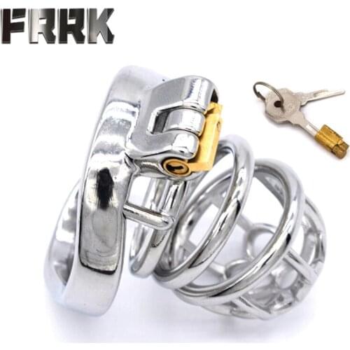 FRRK Mens Penis Cage Cock Cage Male Chastity Device Bondage Cock Ring 304 Stainless Steel BDSM Sex Toys For Men Adults Sex Shop
