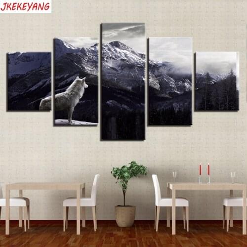 Full Square/Round Drill 5D DIY diamond painting 5pc Wolf Pictures mosaic Diamond Embroidery Wall Arts J1777