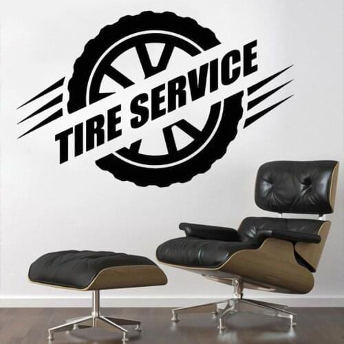 Wheel Vector Tire Service Wall Art Sticker Decal For Auto Garage Shop Decoration Removable A002152