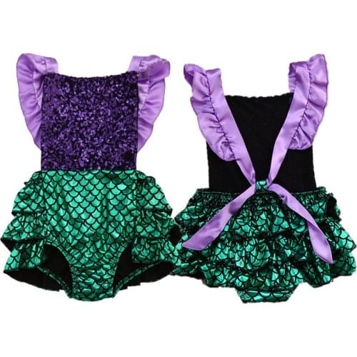 0-24M Newly Summer Infant Kids Baby Girls Romper Sequined Ruffles Sleeve Backless Jumpsuits Clothes