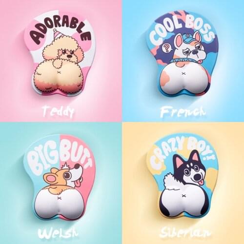 Soft Silicon Gel Anime 3D Mouse Pad Ergonomic Lovely Corgi Dog Mousepad With Wrist Support Mouse Mat Creative Girls Gift