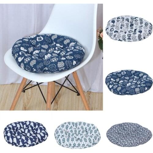 Printed Office Round Cotton Linen Cushion Pad Seat Chiar Cushions Sofa Pillow Buttocks Chair Cushion Home Office Decor 40 x 40cm
