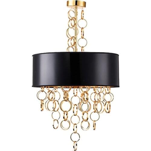 Europen style black chandelier LED lamp AC110V 220V round living room lights