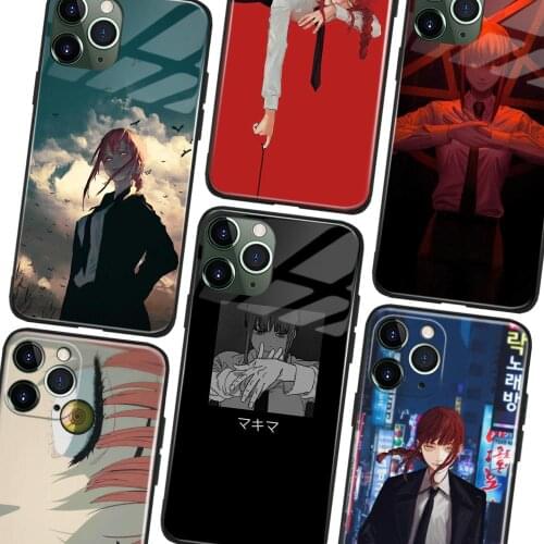 Makima Chainsaw Man Anime Soft TPU Glass Phone Case for IPhone SE 6s 7 8 Plus X Xr Xs 11 12 Mini Pro Max Samsung