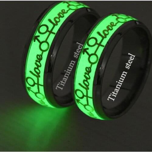 Fashion Love English Alphabet Titanium Steel Ring Super Dazzling Luminous Mens Ring Party Birthday Gift Customizable Jewelry