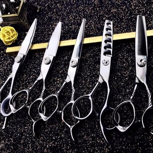 6 Professional Hair Salon Structure Scissors Set Cutting Barber Haircut Thinning Shear Scissors Hairdressing Hair Tools Scissors