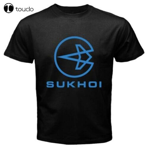 New Sukhoi Russian Aircraft Company Logo MenS Black T-Shirt Size S To 3Xl