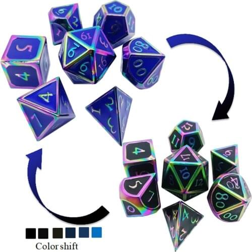 New Creative Zinc Alloy Temperature Change Dice Metal Dnd Dice Set Suitable For Role-Playing Rpg Mtg Board Games