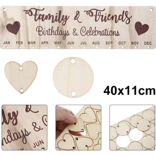 DIY Craft Kit Hanging Calendar Wooden Birthday Reminder Board Plaque Gift Christmas Unfinished Wood Artificial Decoration