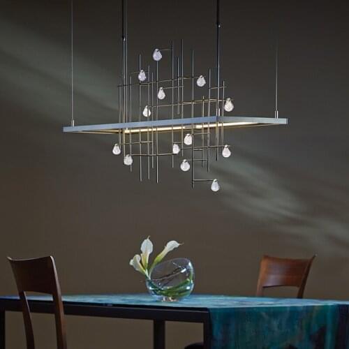 Post-modern minimalist design engineering custom model house sales department lobby front desk art equation installation chandel