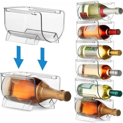 4Pcs Transparent Wine storage rack Bottled beverage storage box Universal Wine Bottle Holder Refrigerator Storage Organizer